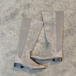 Vince Camuto Women Tall Leather Stylish Gray Knee-High Boots Shoes Sz 8.5M